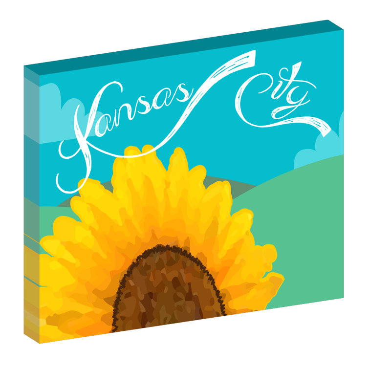 Trinx Sunflower Fields, Kansas City Missouri, Graphic Art Wrapped